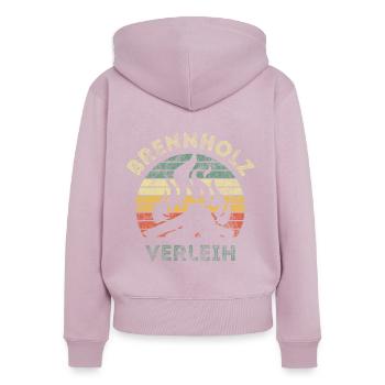 Brennholz Verleih - Ironie - Spruch - Frauen Premium Bio Zip Hoodie - Altrosa - Hinten - Julia (174cm)