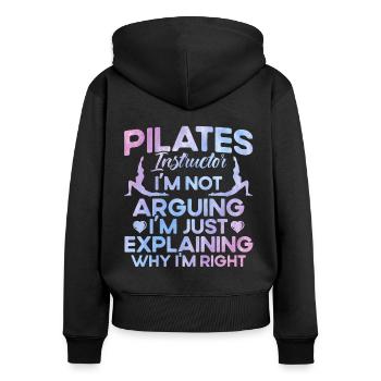 Le Pilates explique pourquoi j’ai raison cadeau - Sweat à capuche zippé Premium bio Femme - noir - Dos - Julia (174cm)