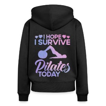 Pilates J’espère survivre aux affaires de Pilates aujourd’hui. - Sweat à capuche zippé Premium bio Femme - noir - Dos - Julia (174cm)