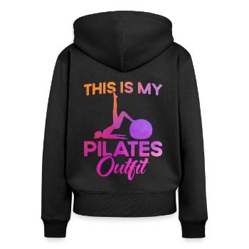 Pilates Ceci est mon cadeau de tenue Pilates - Sweat à capuche zippé Premium bio Femme - noir - Dos - Julia (174cm)