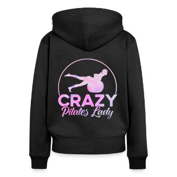 Pilates Crazy Pilates Lady Cadeau - Sweat à capuche zippé Premium bio Femme - noir - Dos - Julia (174cm)
