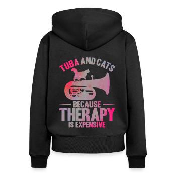 Tuba Tuba et Chats Cadeau - Sweat à capuche zippé Premium bio Femme - noir - Dos - Julia (174cm)