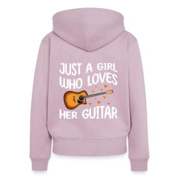 Guitariste pour les filles Femmes Enfants Guitare - Sweat à capuche zippé Premium bio Femme - rose poudré - Dos - Julia (174cm)