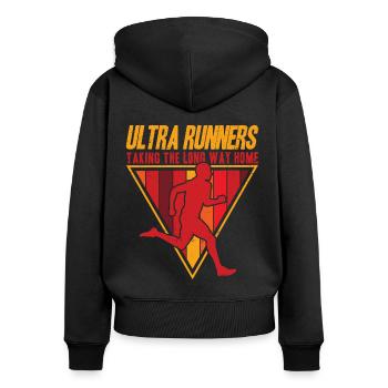Coureur d’ultramarathon Ultramarathon Trail Running Ges - Sweat à capuche zippé Premium bio Femme - noir - Dos - Julia (174cm)