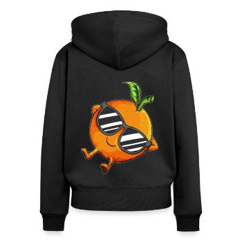 Sonnenbrille Orange kalter Orangensaft Frucht - Frauen Premium Bio Zip Hoodie - Schwarz - Hinten - Julia (174cm)