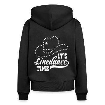 Linedance Linedancing Country Fan - Geschenk - Frauen Premium Bio Zip Hoodie - Schwarz - Hinten - Julia (174cm)