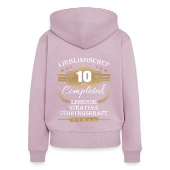 10 Jahre Jubiläum Chef - Frauen Premium Bio Zip Hoodie - Altrosa - Hinten - Julia (174cm)