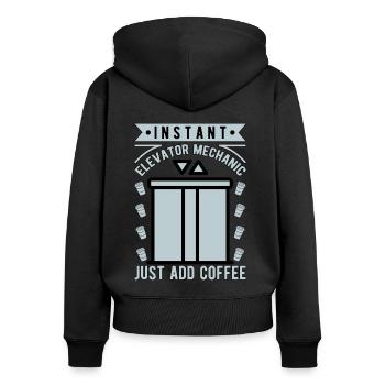 Elevator Repair Elevator Mechanic Add Coffee - Frauen Premium Bio Zip Hoodie - Schwarz - Hinten - Julia (174cm)