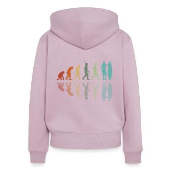 Evolution des Surfens - Frauen Premium Bio Zip Hoodie - Altrosa - Hinten - Julia (174cm)