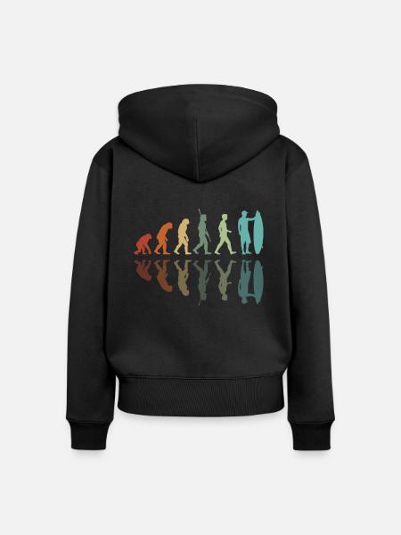 Evolution des Surfens - Frauen Premium Bio Zip Hoodie - Schwarz