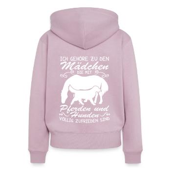 Hunden völlig zufrieden - Frauen Premium Bio Zip Hoodie - Altrosa - Hinten - Julia (174cm)