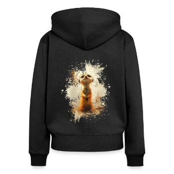 Suricates et animaux mignons - Sweat à capuche zippé Premium bio Femme - noir - Dos - Julia (174cm)