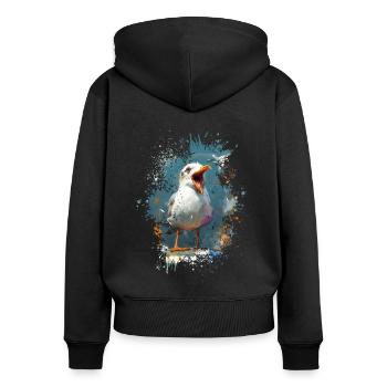Mouette hurlante - Sweat à capuche zippé Premium bio Femme - noir - Dos - Julia (174cm)
