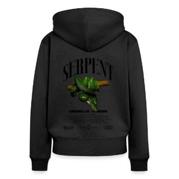 Green Tree Python Modern Reptile Keeper Streetwear - Sweat à capuche zippé Premium bio Femme - noir - Dos - Julia (174cm)