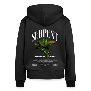Green Tree Python Modern Reptile Keeper Streetwear - Sweat à capuche zippé Premium bio Femme - noir - Dos - Julia (174cm)