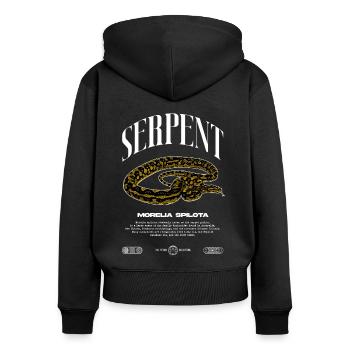 Carpet Python Modern Reptile Keeper Streetwear - Women's Premium Organic Zip Hoodie - black - Back - Julia (174cm)