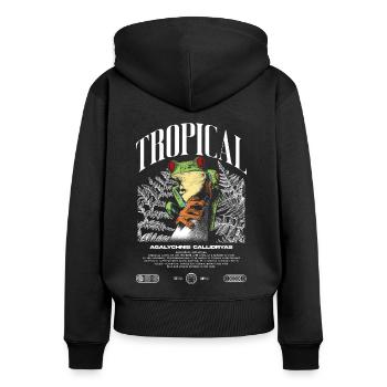 Rainette aux yeux rouges Amphibien de la forêt tropicale - Sweat à capuche zippé Premium bio Femme - noir - Dos - Julia (174cm)