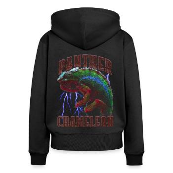 Panther Chamäleon Modern Streetwear Reptilienpfleger - Frauen Premium Bio Zip Hoodie - Schwarz - Hinten - Julia (174cm)