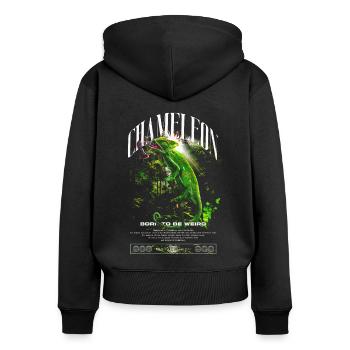Verschleiertes Chamäleon Moderner Streetwear-Reptilienwärter - Frauen Premium Bio Zip Hoodie - Schwarz - Hinten - Julia (174cm)