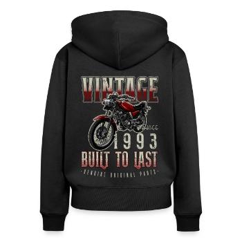 Vintage Motorrad Biker Motorrad Geburtstag 1993 - Frauen Premium Bio Zip Hoodie - Schwarz - Hinten - Julia (174cm)