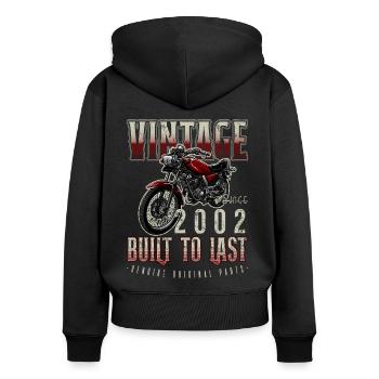 Vintage Motorcycle Bikers Motorbike Birthday 2002 - Women's Premium Organic Zip Hoodie - black - Back - Julia (174cm)