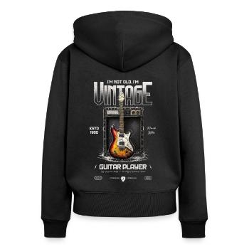 Ich bin nicht alt, ich bin ein Vintage-Retro-Gitarrist von 1986 - Frauen Premium Bio Zip Hoodie - Schwarz - Hinten - Julia (174cm)