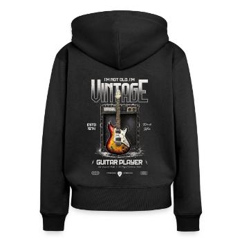I'm Not Old I'm Vintage Retro 1974 Guitar Player - Women's Premium Organic Zip Hoodie - black - Back - Julia (174cm)