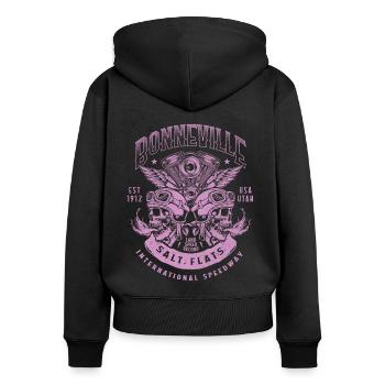 Bonneville Salt Flats Motorradrennen Vintage - Frauen Premium Bio Zip Hoodie - Schwarz - Hinten - Julia (174cm)