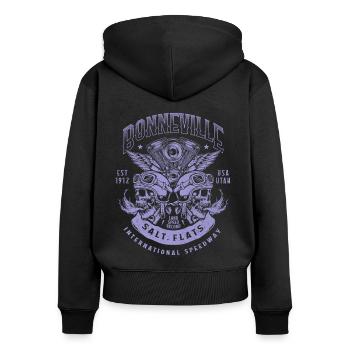 Bonneville Salt Flats Motorradrennen Vintage - Frauen Premium Bio Zip Hoodie - Schwarz - Hinten - Julia (174cm)