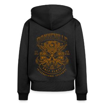 Bonneville Salt Flats Motorradrennen Vintage - Frauen Premium Bio Zip Hoodie - Schwarz - Hinten - Julia (174cm)