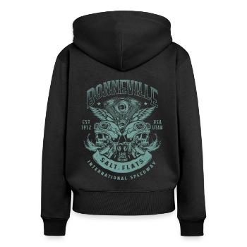 Bonneville Salt Flats Course de moto Vintage - Sweat à capuche zippé Premium bio Femme - noir - Dos - Julia (174cm)
