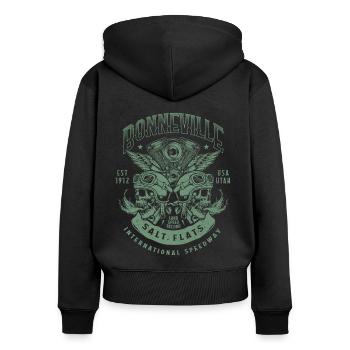 Bonneville Salt Flats Motorradrennen Vintage - Frauen Premium Bio Zip Hoodie - Schwarz - Hinten - Julia (174cm)