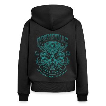 Bonneville Salt Flats Motorradrennen Vintage - Frauen Premium Bio Zip Hoodie - Schwarz - Hinten - Julia (174cm)