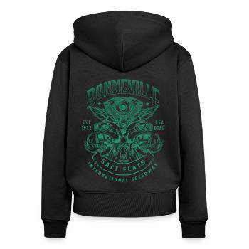 Bonneville Salt Flats Motorradrennen Vintage - Frauen Premium Bio Zip Hoodie - Schwarz - Hinten - Julia (174cm)