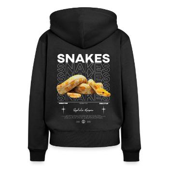 Burmesische Python Moderne Streetwear Reptilienhalterin - Frauen Premium Bio Zip Hoodie - Schwarz - Hinten - Julia (174cm)