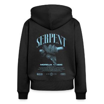 Green Tree Python Modern Reptile Keeper Streetwear - Sweat à capuche zippé Premium bio Femme - noir - Dos - Julia (174cm)