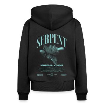Green Tree Python Modern Reptile Keeper Streetwear - Sweat à capuche zippé Premium bio Femme - noir - Dos - Julia (174cm)