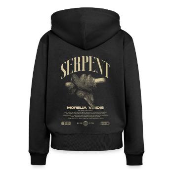 Green Tree Python Modern Reptile Keeper Streetwear - Sweat à capuche zippé Premium bio Femme - noir - Dos - Julia (174cm)