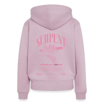 Grüner Baum Python Modern Reptile Keeper Streetwear - Frauen Premium Bio Zip Hoodie - Altrosa - Hinten - Julia (174cm)