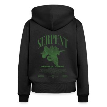 Green Tree Python Modern Reptile Keeper Streetwear - Sweat à capuche zippé Premium bio Femme - noir - Dos - Julia (174cm)