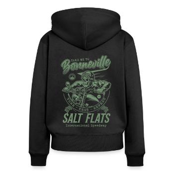 Bonneville Salt Flats Motorradrennen Vintage - Frauen Premium Bio Zip Hoodie - Schwarz - Hinten - Julia (174cm)