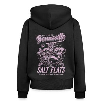 Bonneville Salt Flats Motorradrennen Vintage - Frauen Premium Bio Zip Hoodie - Schwarz - Hinten - Julia (174cm)