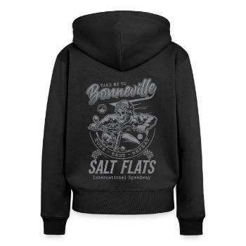 Bonneville Salt Flats Motorradrennen Vintage - Frauen Premium Bio Zip Hoodie - Schwarz - Hinten - Julia (174cm)