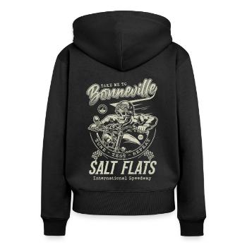 Bonneville Salt Flats Motorradrennen Vintage - Frauen Premium Bio Zip Hoodie - Schwarz - Hinten - Julia (174cm)