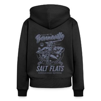 Bonneville Salt Flats Motorradrennen Vintage - Frauen Premium Bio Zip Hoodie - Schwarz - Hinten - Julia (174cm)