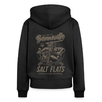 Bonneville Salt Flats Course de moto Vintage - Sweat à capuche zippé Premium bio Femme - noir - Dos - Julia (174cm)