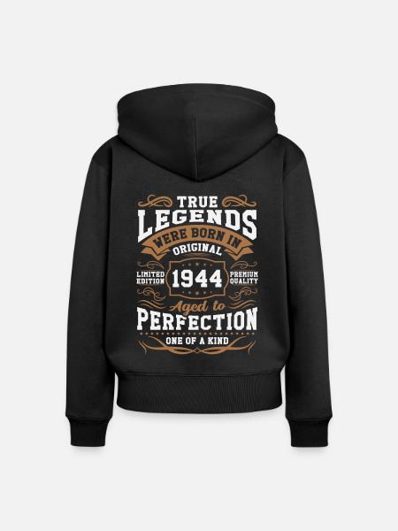 Legenden Geboren 1944 - Frauen Premium Bio Zip Hoodie - Schwarz