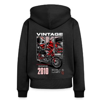 Vintage Motorrad Motorrad Motorrad Geburtstag 2010 - Frauen Premium Bio Zip Hoodie - Schwarz - Hinten - Julia (174cm)
