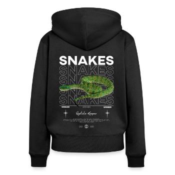 Temple Pit Viper Modern Streetwear Reptile Keeper - Women's Premium Organic Zip Hoodie - black - Back - Julia (174cm)