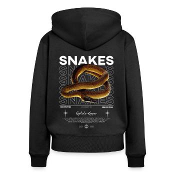 Weißlippige Python Moderner Reptilienhalter - Frauen Premium Bio Zip Hoodie - Schwarz - Hinten - Julia (174cm)